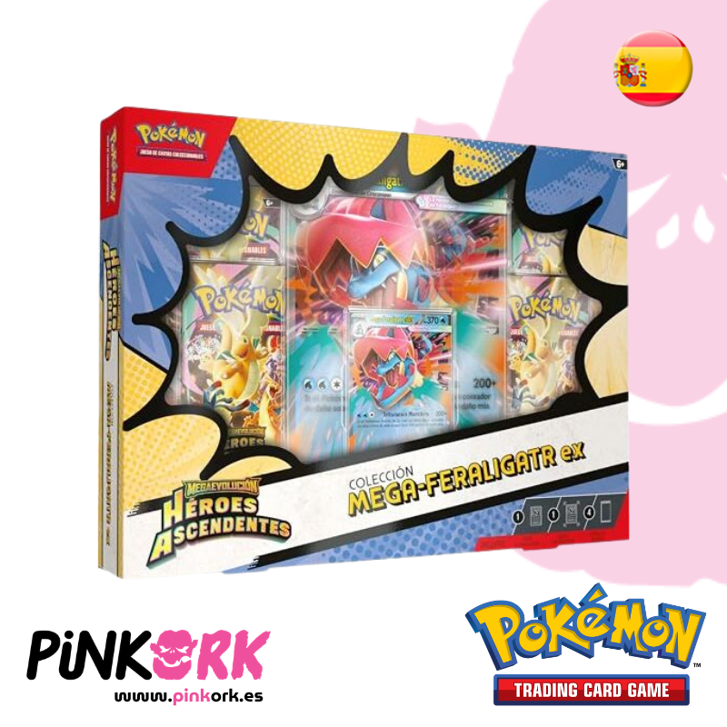 Pokemon TCG Héroes Ascendentes Mega Feraligatar ex Box Español
